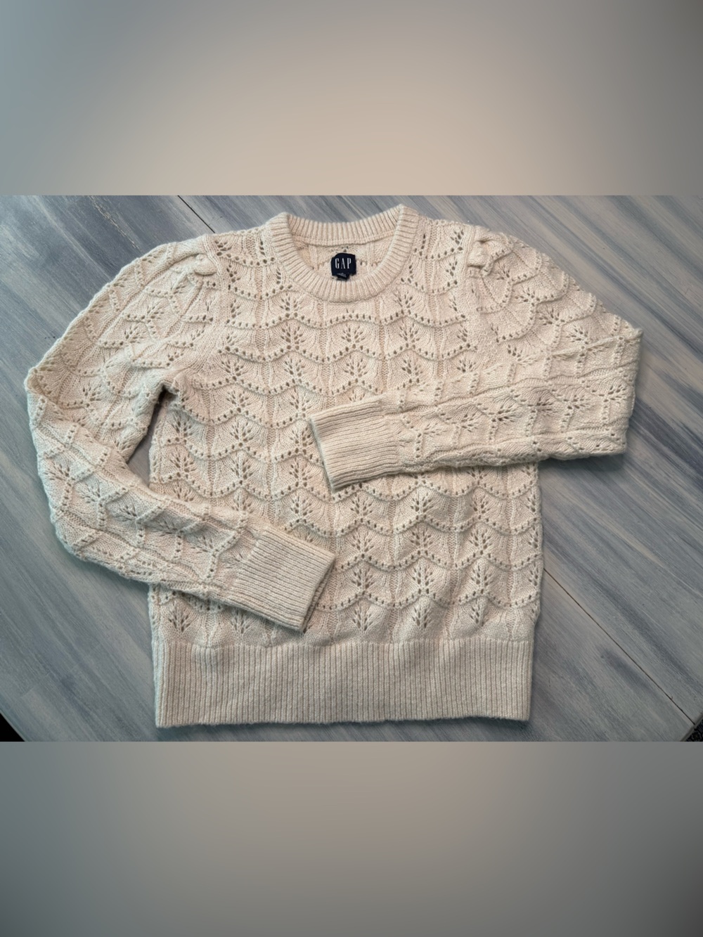 Gap Pointelle Cotton Wool Alpaca Blend Sweater Cream Scandi Girl Neutral Small